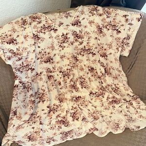 Entro Cream and maroon Floral Tunic Top